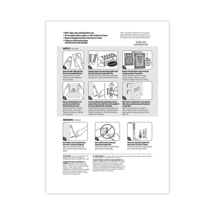Damage-Free Hanging Picture Hanging Strip Pairs, Holds Up to 2.5 lb, Medium: 0.75" x 2.75", White, 4/Set, 50 Sets/Carton