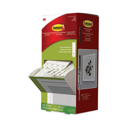 Damage-Free Hanging Picture Hanging Strip Pairs, Holds Up to 2.5 lb, Medium: 0.75" x 2.75", White, 4/Set, 50 Sets/Carton