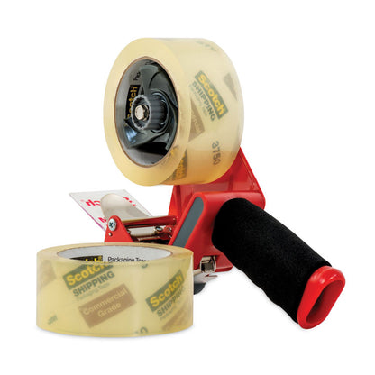 Packaging Tape Dispenser with Two Rolls of Tape, 3" Core, For Rolls Up to 0.75" x 60 yds, Red
