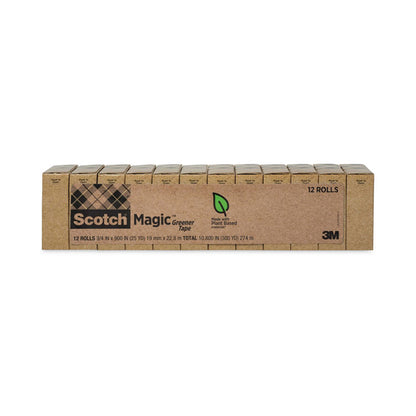 Magic Greener Tape, 1" Core, 0.75" x 75 ft, Clear, 12/Pack