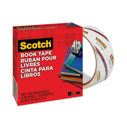 Book Tape, 3" Core, 1.5" x 15 yds, Clear