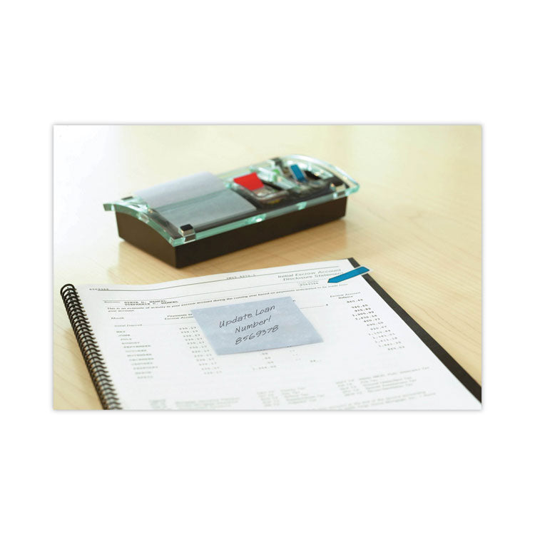 Note and Flag Dispenser, For 3 x 3 Pads, Black/Clear, Includes 45-Sheet Canary Super Sticky Pop-up Pad, (50) 1" Flags