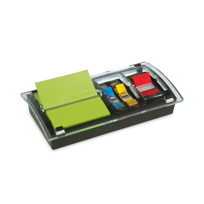Note and Flag Dispenser, For 3 x 3 Pads, Black/Clear, Includes 45-Sheet Canary Super Sticky Pop-up Pad, (50) 1" Flags