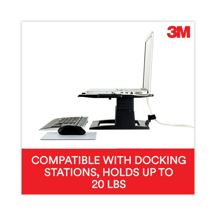 Adjustable Notebook Riser, 13" x 13" x 4" to 6", Black, Supports 20 lbs
