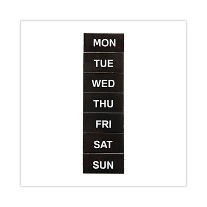 Heavy-Duty Board Magnet Labels, Days of the Week (Monday-Sunday), 1" Tall, White Characters, Black Background, 7/Pack