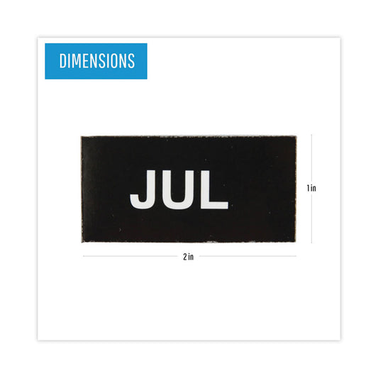 Heavy-Duty Board Magnet Labels, Months of the Year (January-December), 1" Tall, White Characters, Black Background, 12/Pack