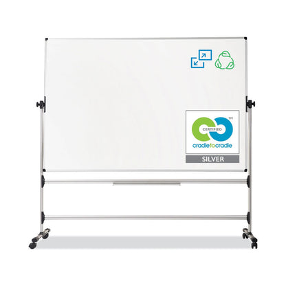 Earth Silver Easy Clean Mobile Revolver Dry Erase Boards, 36" x 48", White Surface, Natural Steel Frame
