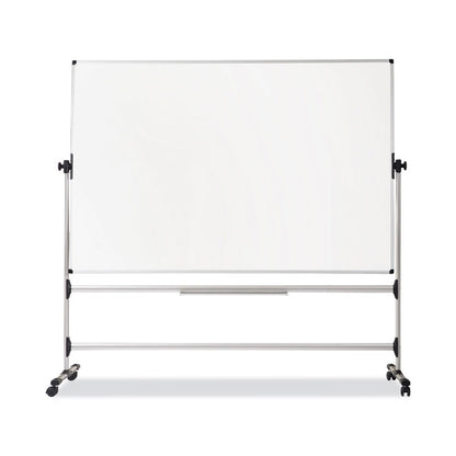 Earth Silver Easy Clean Mobile Revolver Dry Erase Boards, 36" x 48", White Surface, Natural Steel Frame