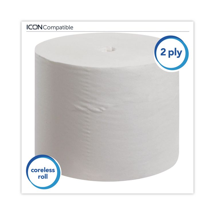 Essential Extra Soft Coreless Standard Roll Bath Tissue, Septic Safe, 2-Ply, White, 800 Sheets/Roll, 36 Rolls/Carton