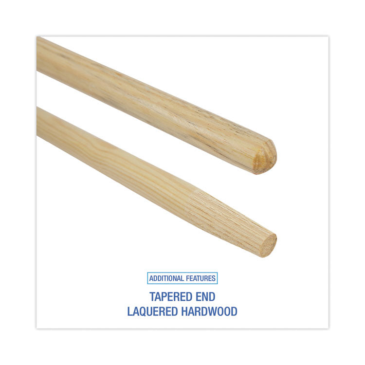Tapered End Broom Handle, Lacquered Wood, 1.13" dia x 60", Natural