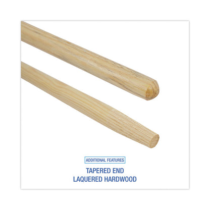 Tapered End Broom Handle, Lacquered Wood, 1.13" dia x 60", Natural