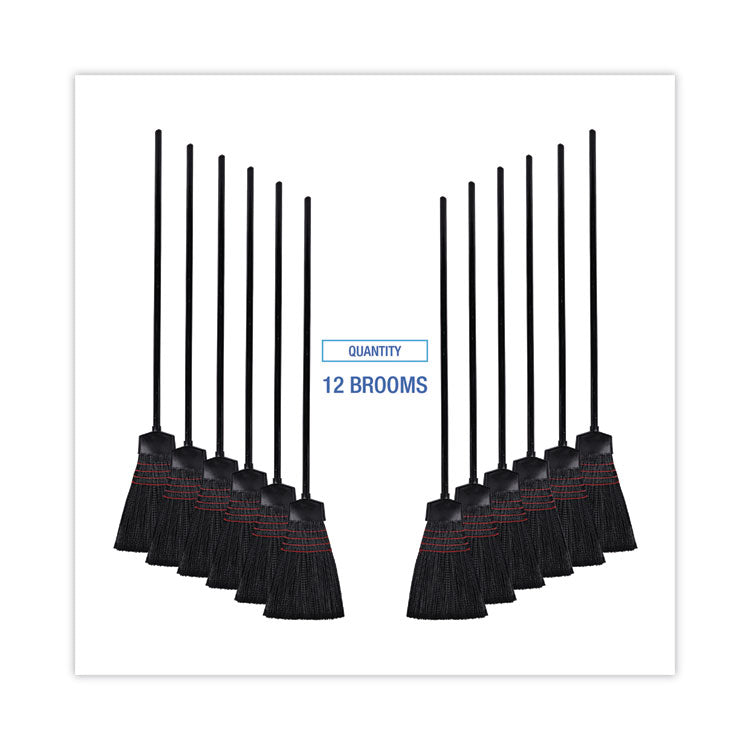 Maid Broom, Plastic Bristles, 54" Overall Length, Dozen