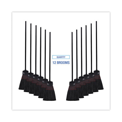 Maid Broom, Plastic Bristles, 54" Overall Length, Dozen