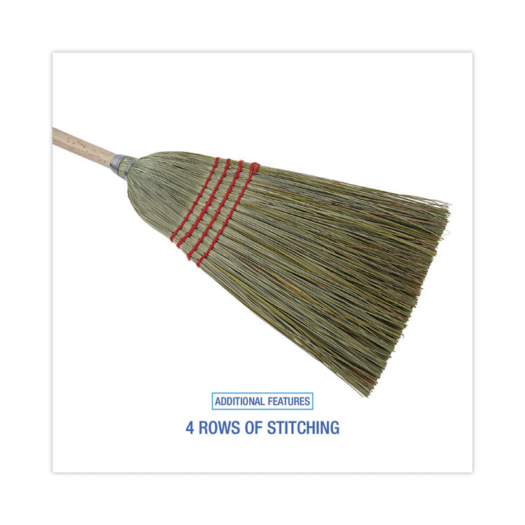 Mixed Fiber Maid Broom, Mixed Fiber Bristles, 55" Overall Length, Natural, 12/Carton
