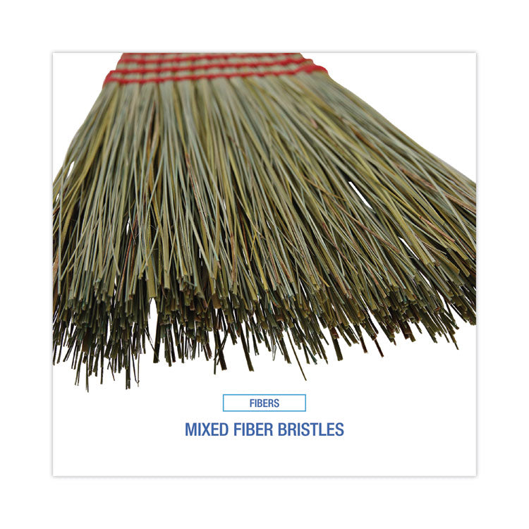 Mixed Fiber Maid Broom, Mixed Fiber Bristles, 55" Overall Length, Natural, 12/Carton