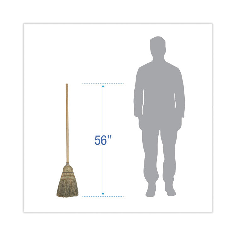 Warehouse Broom, Corn Fiber Bristles, 56" Overall Length, Natural, 12/Carton
