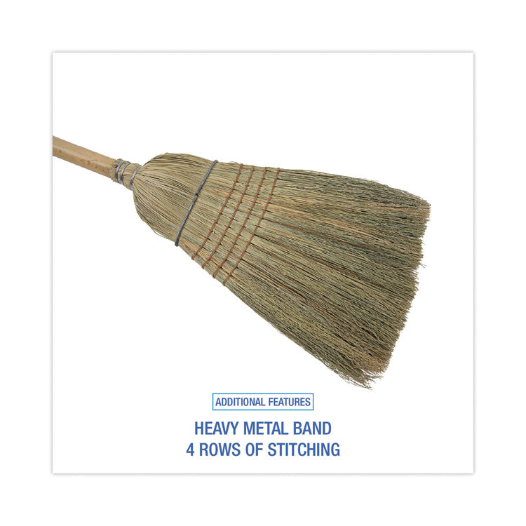 Warehouse Broom, Corn Fiber Bristles, 56" Overall Length, Natural, 12/Carton