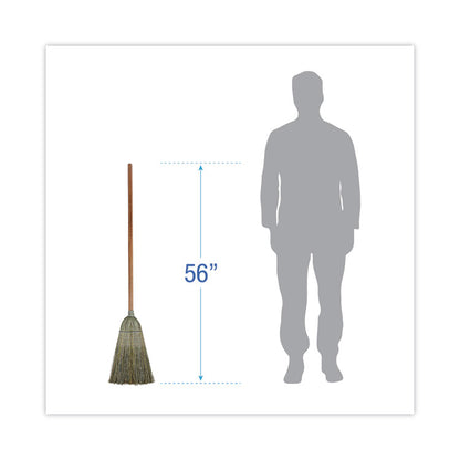 Warehouse Broom, Yucca Corn Fiber Bristles, 56" Overalll Length, Natural, 12/Carton