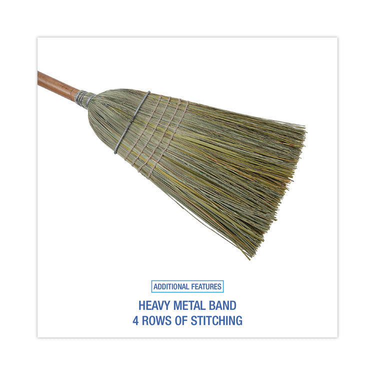 Warehouse Broom, Yucca Corn Fiber Bristles, 56" Overalll Length, Natural, 12/Carton