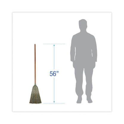 Warehouse Broom, Yucca/Corn Fiber Bristles, 56" Overall Length, Natural