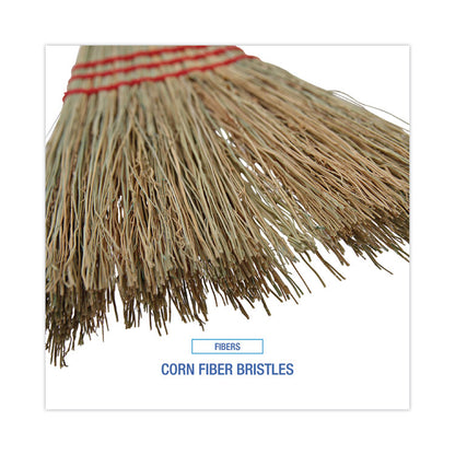 Corn Fiber Lobby/Toy Broom, Corn Fiber Bristles, 39" Overall Length, Red, 12/Carton