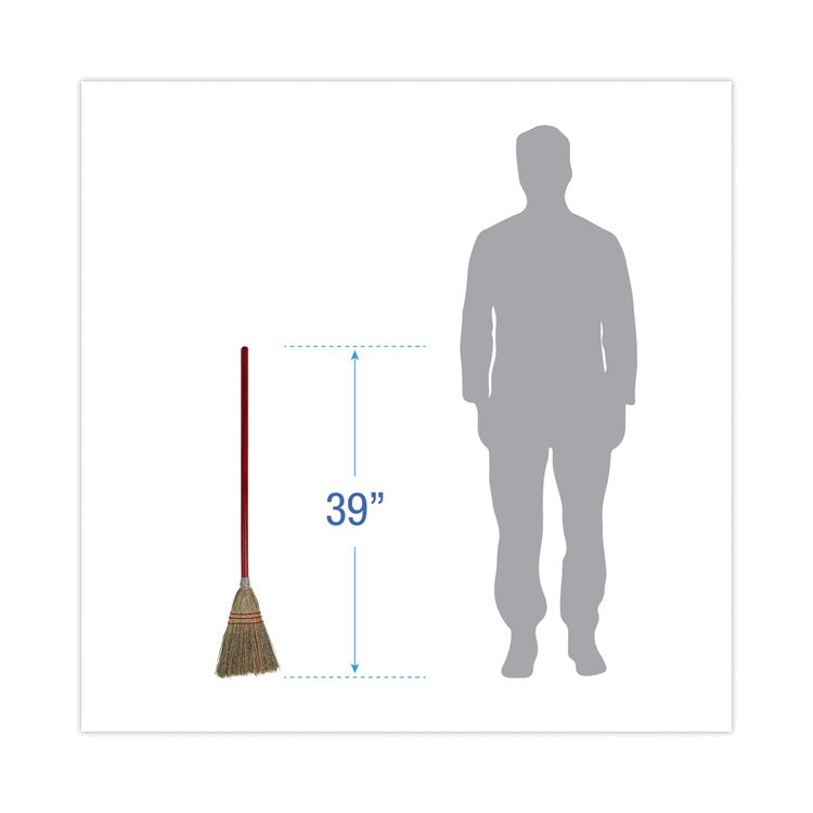 Corn Fiber Lobby/Toy Broom, Corn Fiber Bristles, 39" Overall Length, Red