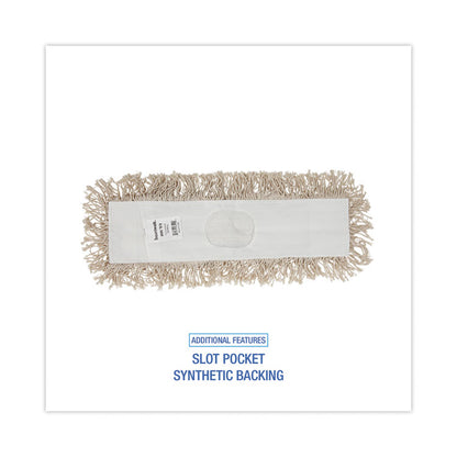 Industrial Dust Mop Head, Cotton, 18 x 3, White