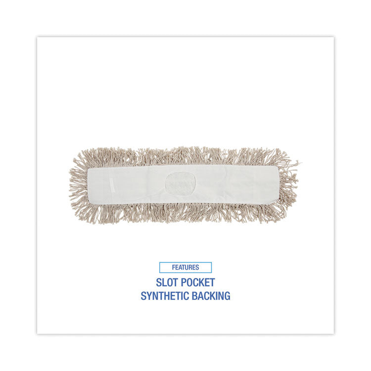 Industrial Dust Mop Head, Cotton, 24 x 3, White