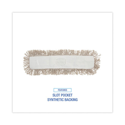 Industrial Dust Mop Head, Cotton, 24 x 3, White