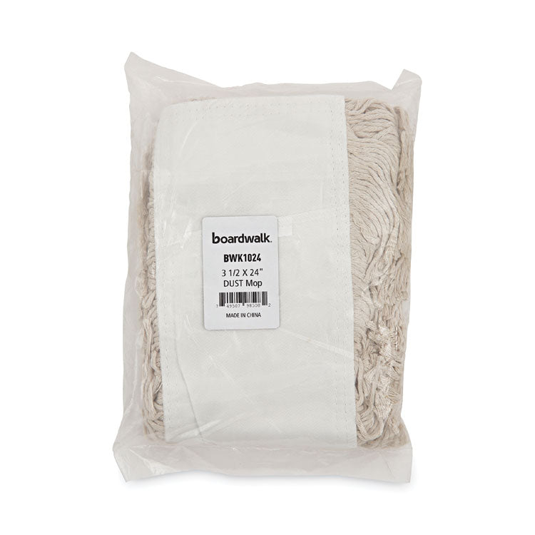 Industrial Dust Mop Head, Cotton, 24 x 3, White