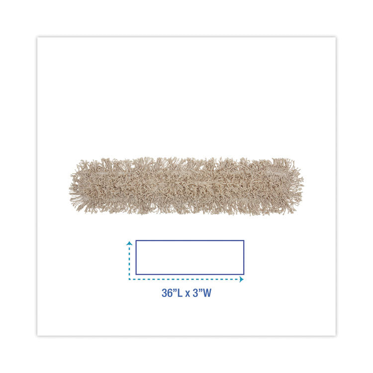 Industrial Dust Mop Head, Cotton, 36 x 3, White