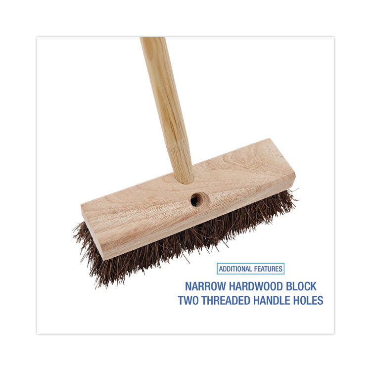 Deck Brush Head, 2" Brown Palmyra Fiber Bristles, 10" Brush