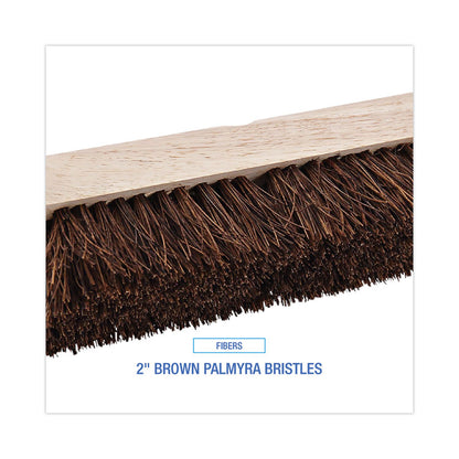 Deck Brush Head, 2" Brown Palmyra Fiber Bristles, 10" Brush