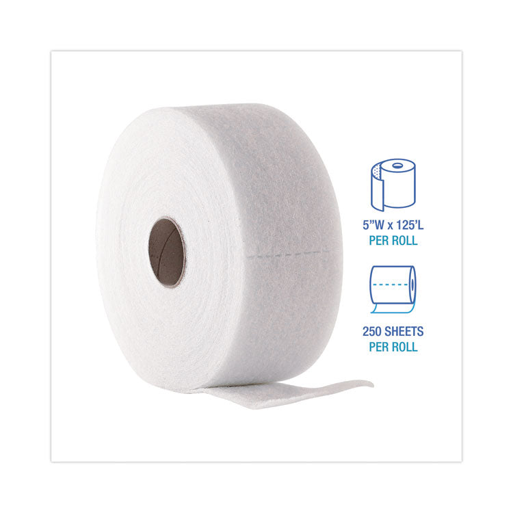 TrapEze Disposable Dusting Sheets, 5" x 125 ft, White, 250 Sheets/Roll, 2 Rolls/Carton