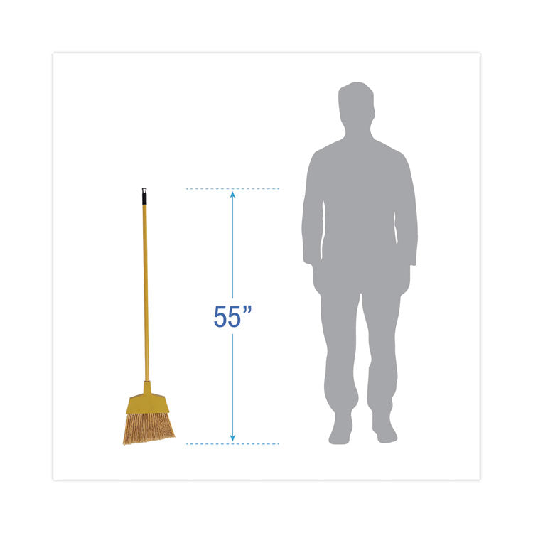 Corn Fiber Angled-Head Lobby Brooms, 55" Length, Yellow, 12/Carton