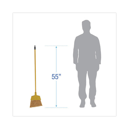 Corn Fiber Angled-Head Lobby Brooms, 55" Length, Yellow, 12/Carton