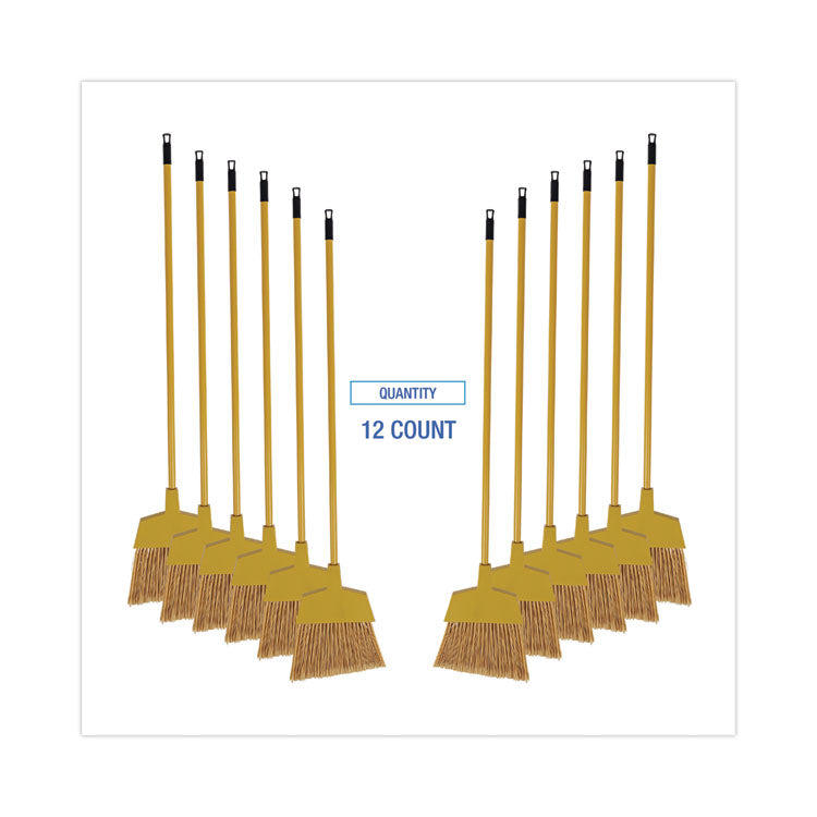 Corn Fiber Angled-Head Lobby Brooms, 55" Length, Yellow, 12/Carton