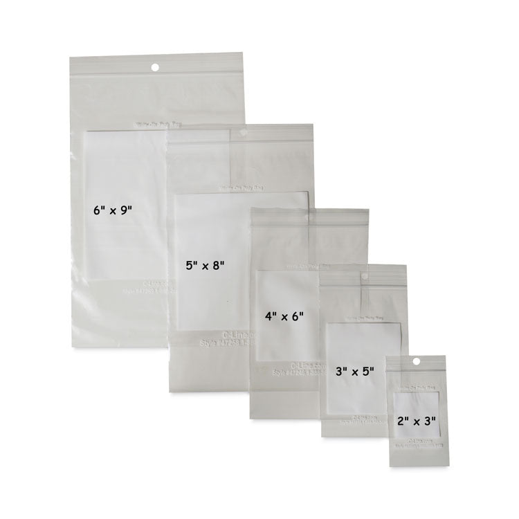 Write-On Poly Bags, 2 mil, 2" x 3", Clear, 1,000/Carton