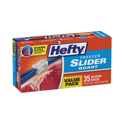 Slider Stand and Fill Freezer Storage Bags, 32 oz, 2.5 mil, 7" x 8", Clear, 35/Box