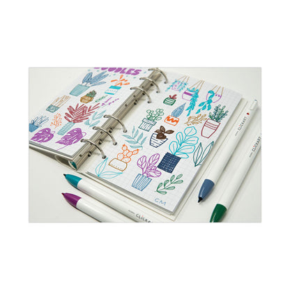 ClickArt Porous Point Pen, Retractable, Fine 0.6mm, Assorted Ink Colors, White Barrel, 12/Pack