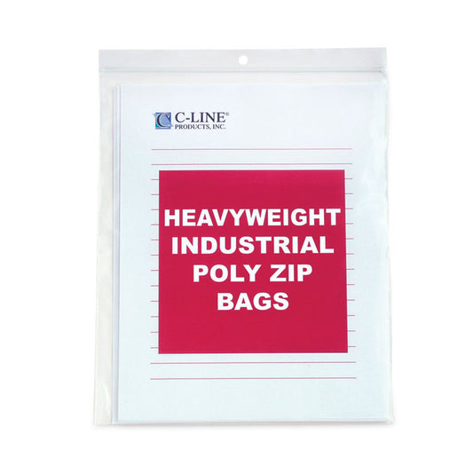 Heavyweight Industrial Poly Zip Bags, 8.5" x 11", Clear, 50/Box