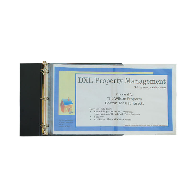Panoramic Fold-Out Sheet Protectors, Heavy-Duty, Side: 3-Hole Punched, (2) 8.5 x 11 and (1) 11 x 17 Inserts, Clear, 25/Box