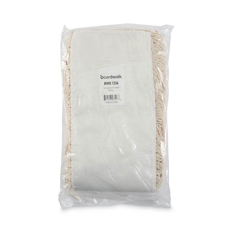 Industrial Dust Mop Head, Washable, Hygrade Cotton, 36 x 5, White