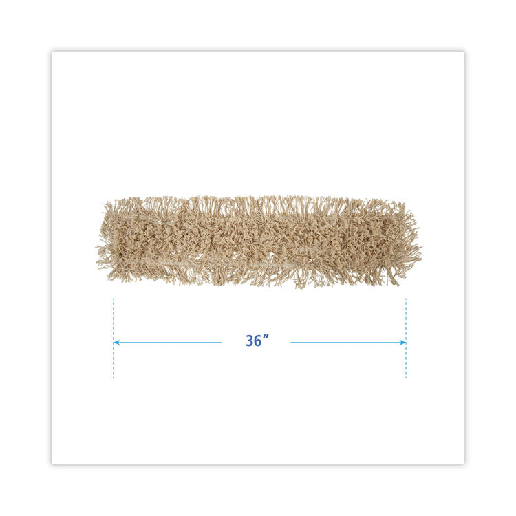 Industrial Dust Mop Head, Washable, Hygrade Cotton, 36 x 5, White