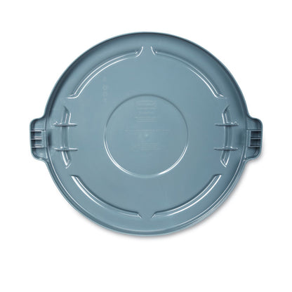 BRUTE Self-Draining Flat Top Lids for 10 gal Round BRUTE Container, 15.91" Diameter, Gray, 6/Carton