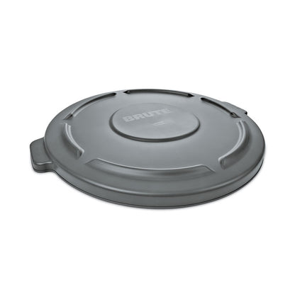 BRUTE Self-Draining Flat Top Lids for 10 gal Round BRUTE Container, 15.91" Diameter, Gray, 6/Carton
