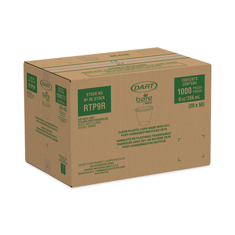 Bare Eco-Forward RPET Cold Cups, ProPlanet Seal, 9 oz, Plastic, Leaf Design, 1,000/Carton