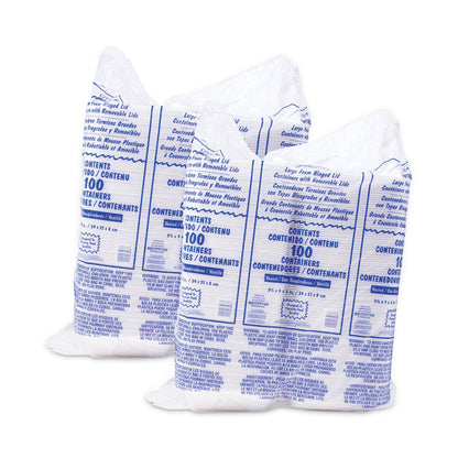 Foam Hinged Lid Container, Vented Lid, 9 x 9.4 x 3, White, 100/Pack, 2 Packs/Carton