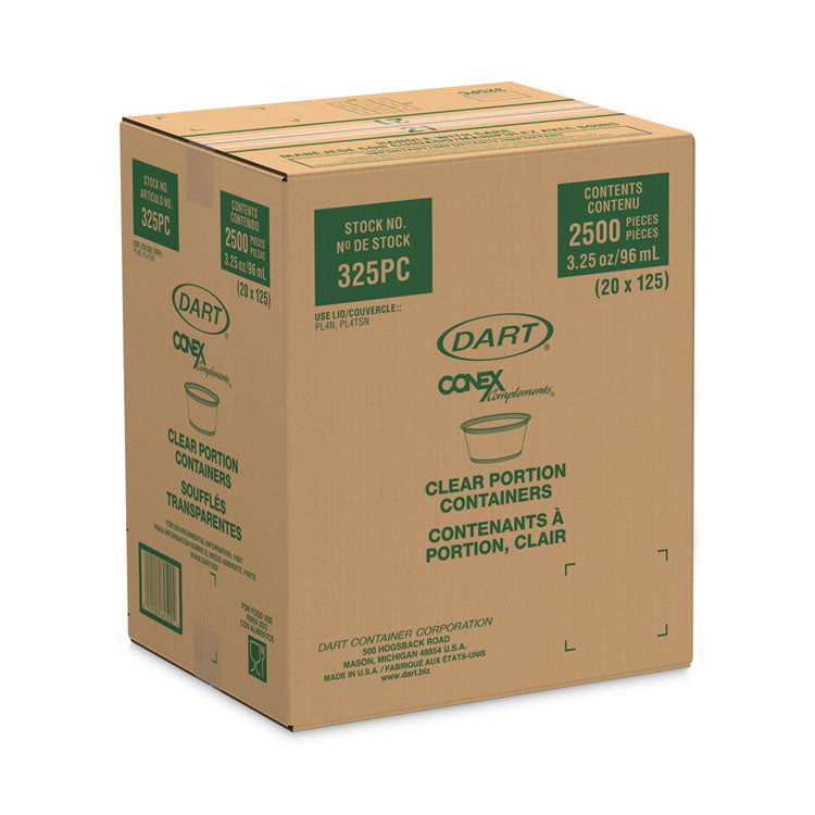 Conex Complements Portion/Medicine Cups, 3.25 oz, Plastic, Clear, 125/Bag, 20 Bags/Carton