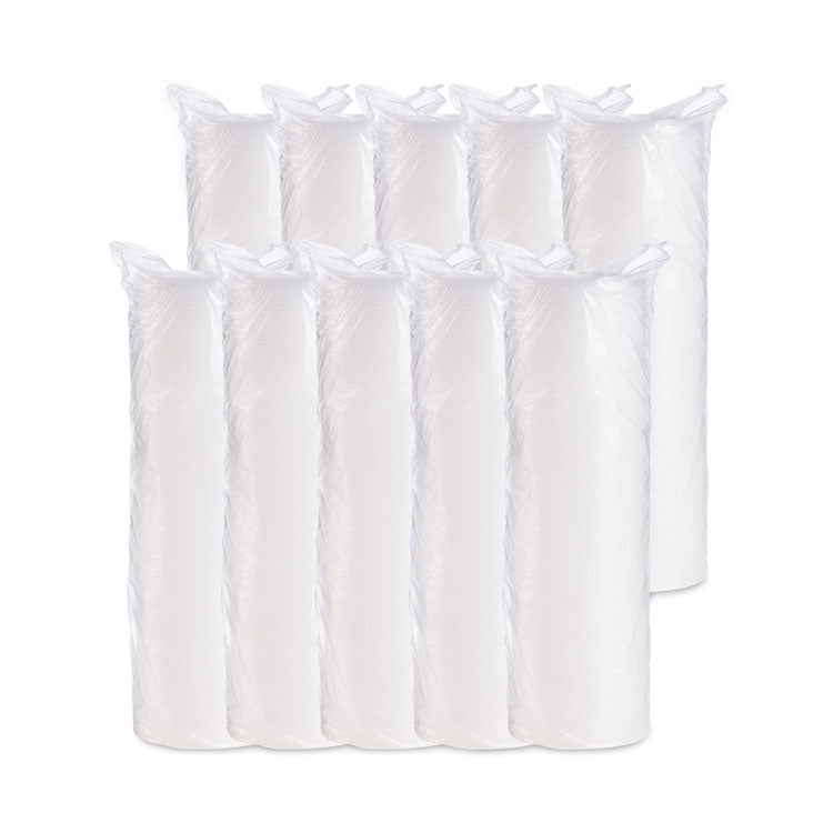 Plastic Lids for Foam Cups, Bowls and Containers, Flat, Vented, Fits 6 oz to 32 oz, Translucent, 100/Pack, 10 Packs/Carton